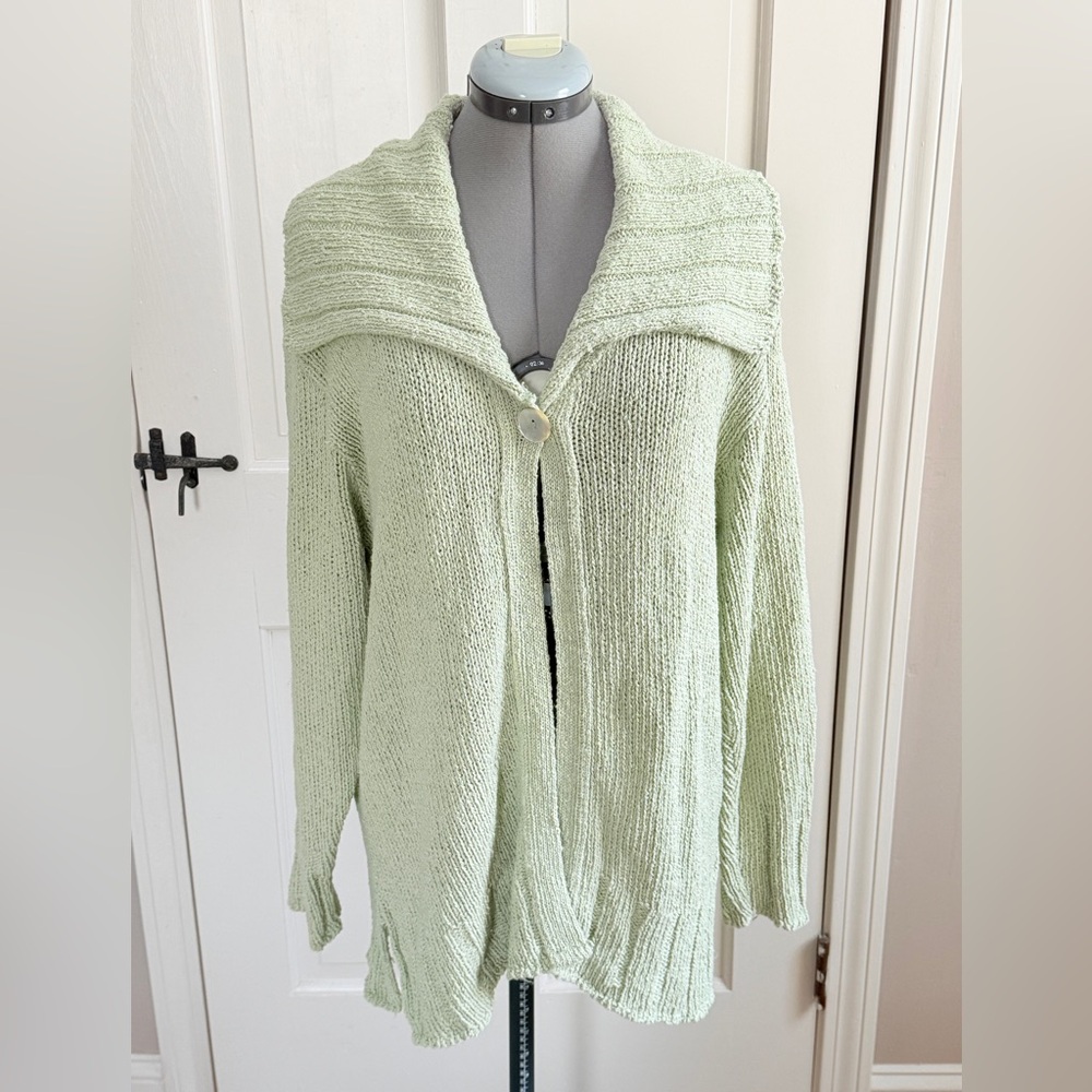 Karen Tate Knits Sea Foam Green Cardigan Sweater